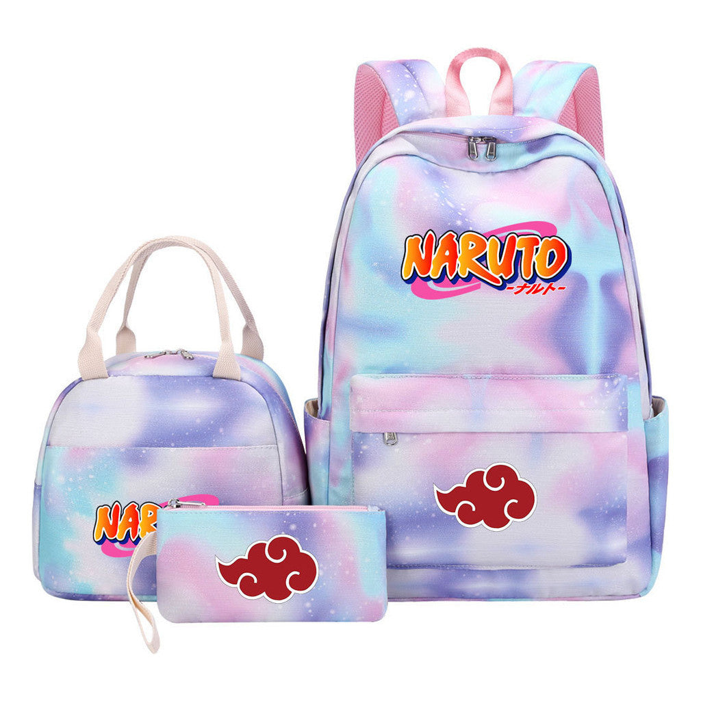 Naruto Student Girl Backpack Lunch Bag Three Piece Set Backpack Set