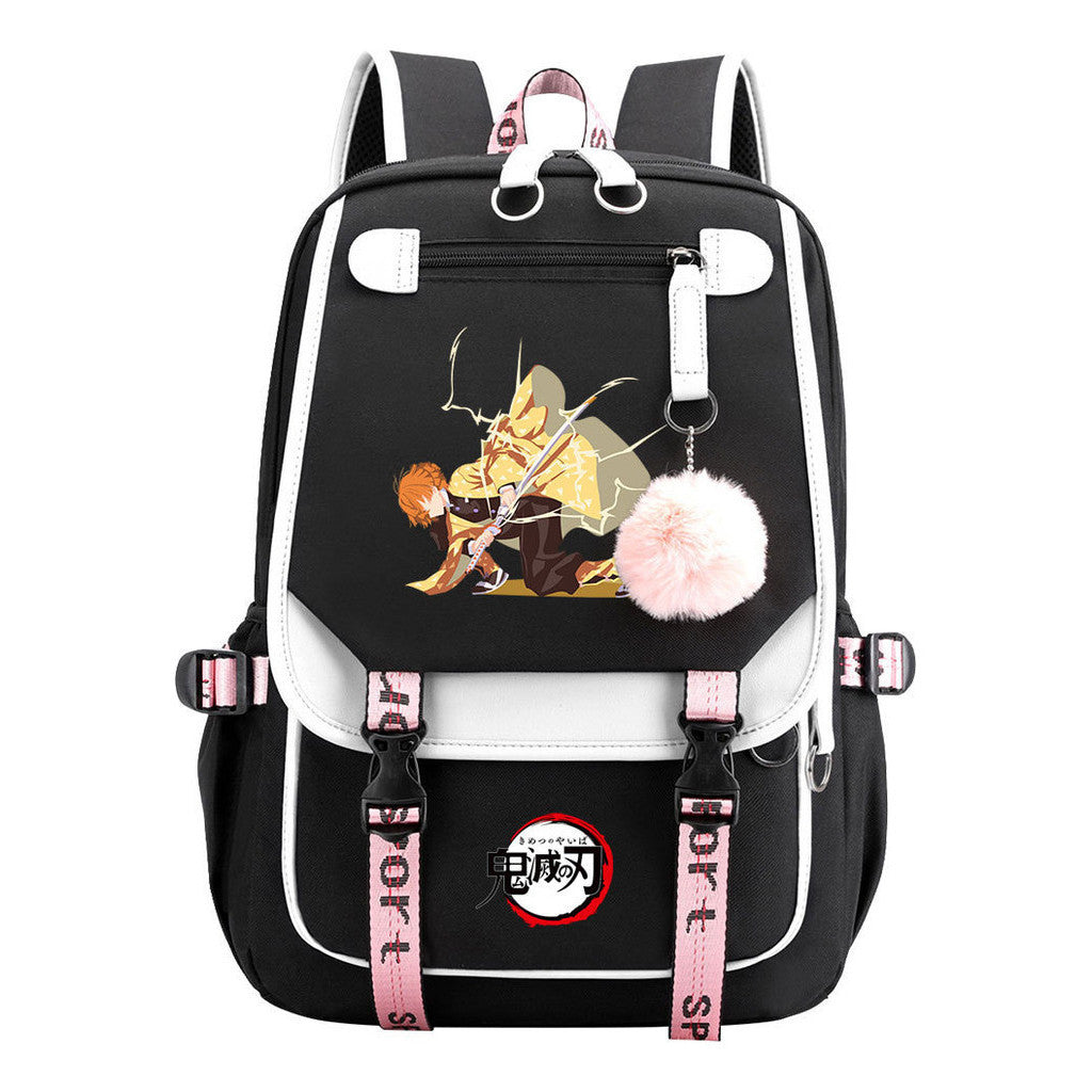 Cartoon Fashion Usb Student Backpack With Casual Woven Strap Flip Back Backpack