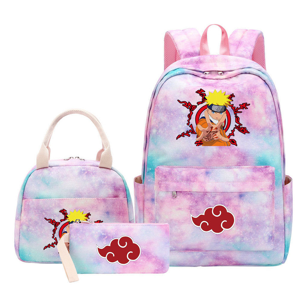 Naruto Teenage Student Girls School Bag Lunch Bag Three Piece Set Backpack Set