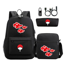 Naruto Usb Password Lock Year Student School Bag Three Piece Set Backpack Set