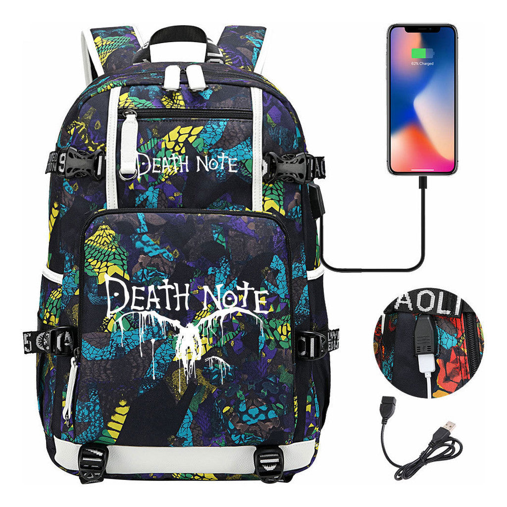 Death Note Usb Youth Student Backpack Leisure Travel Backpack