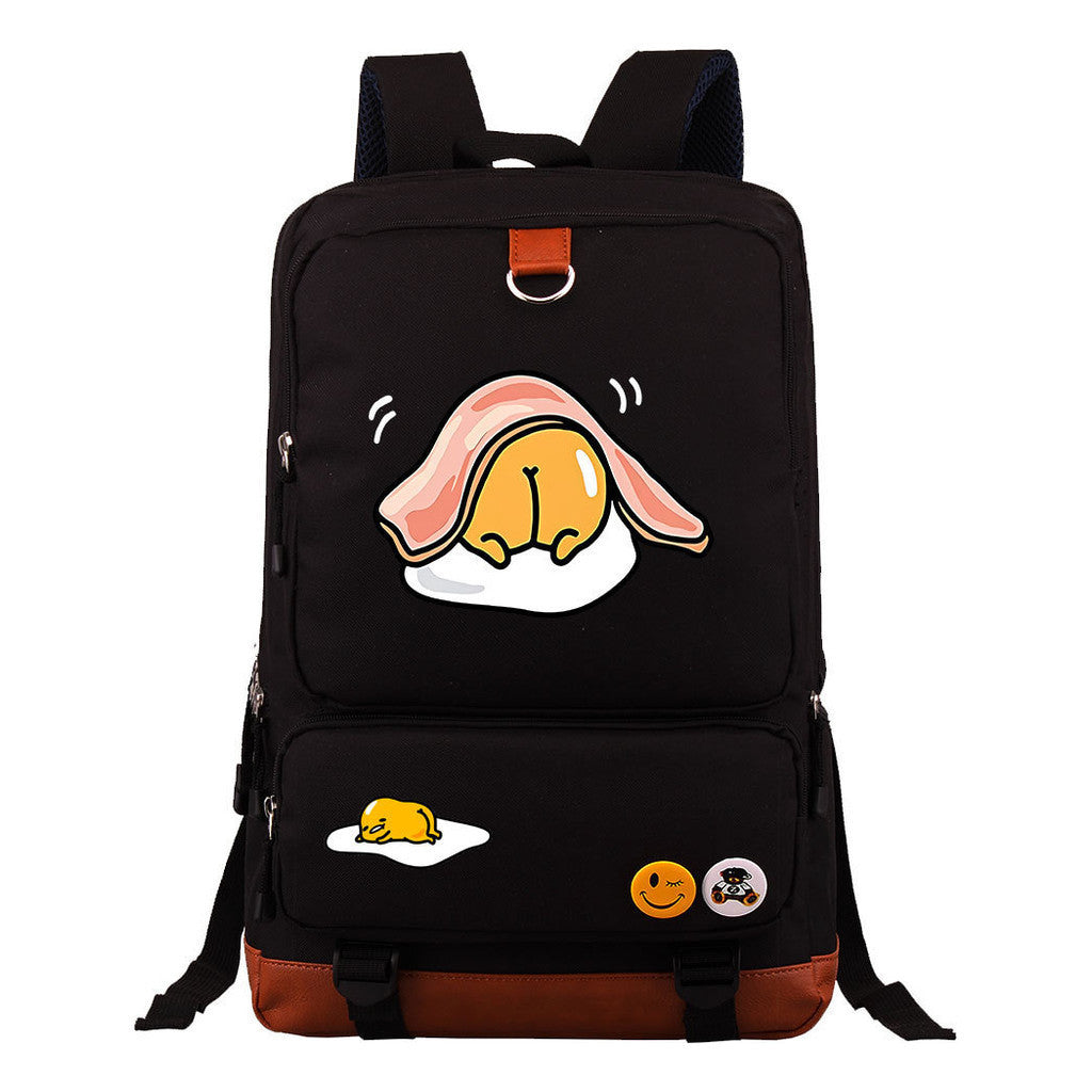 Cartoon Anime Lazy Egg Youth Student Backpack With Large Capacity Travel Bag For Boys And Girls Backpack