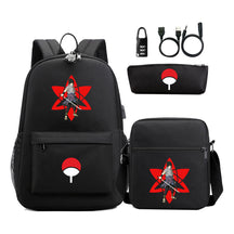 Naruto Usb Password Lock Youth Student Backpack Three Piece Set Backpack Set