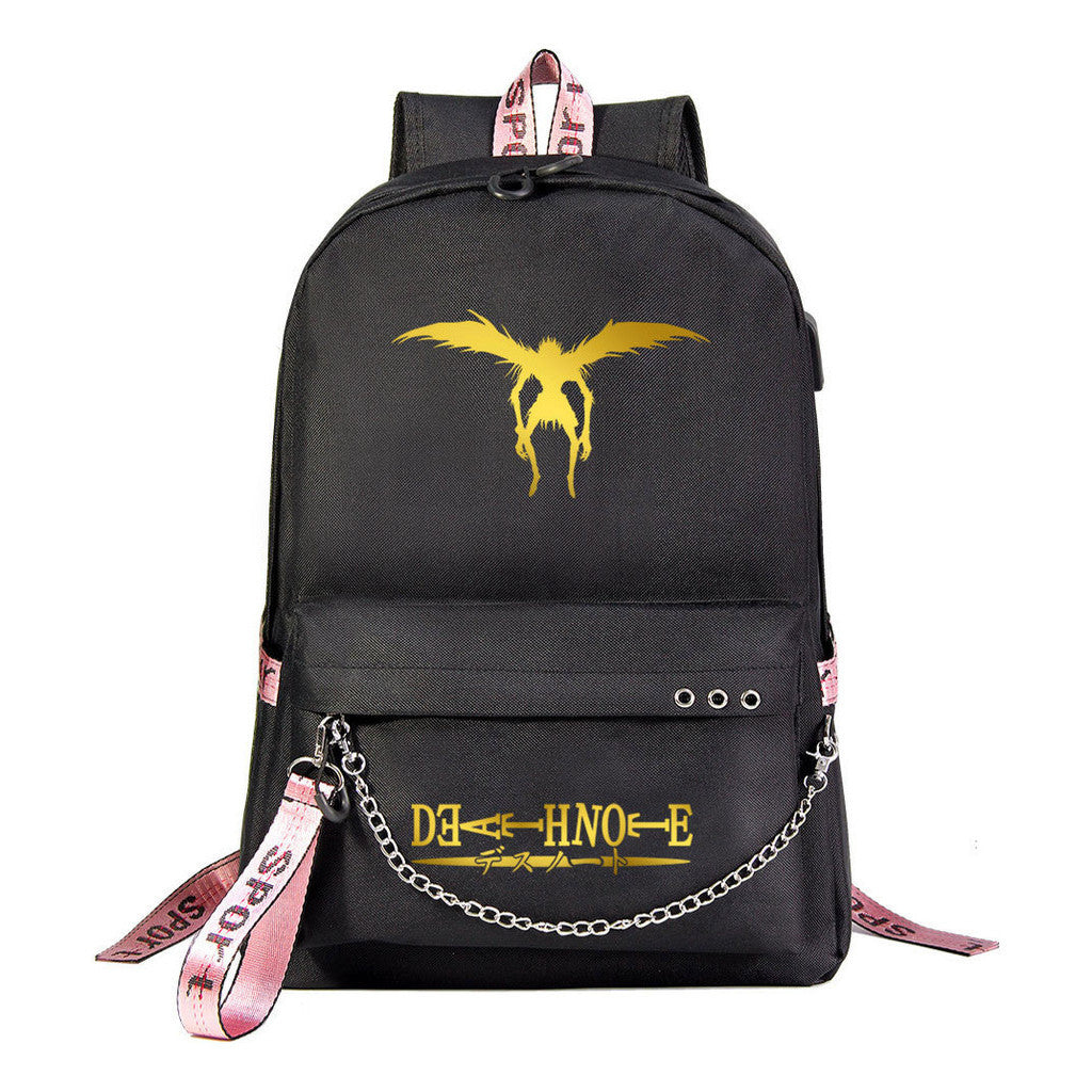 Golden Death Note Death God Usb Youth Student School Bag Leisure Travel Backpack