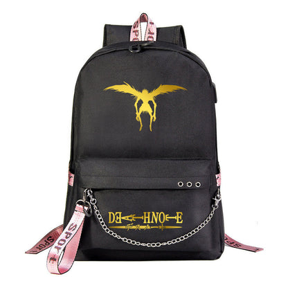 Golden Death Note Death God Usb Youth Student School Bag Leisure Travel Backpack