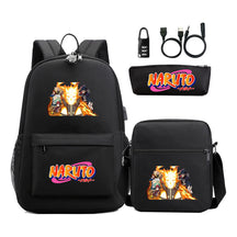 Naruto Usb Password Lock Youth Student Backpack Three Piece Set For Men And Women Backpacks