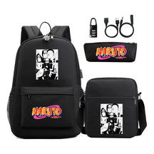 Naruto Usb Password Lock Youth Student Backpack Three Piece Set Backpack Set
