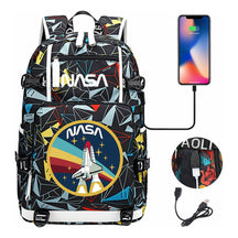 Nasa Fashion Printed Usb Student Backpack For Leisure Travel Backpack