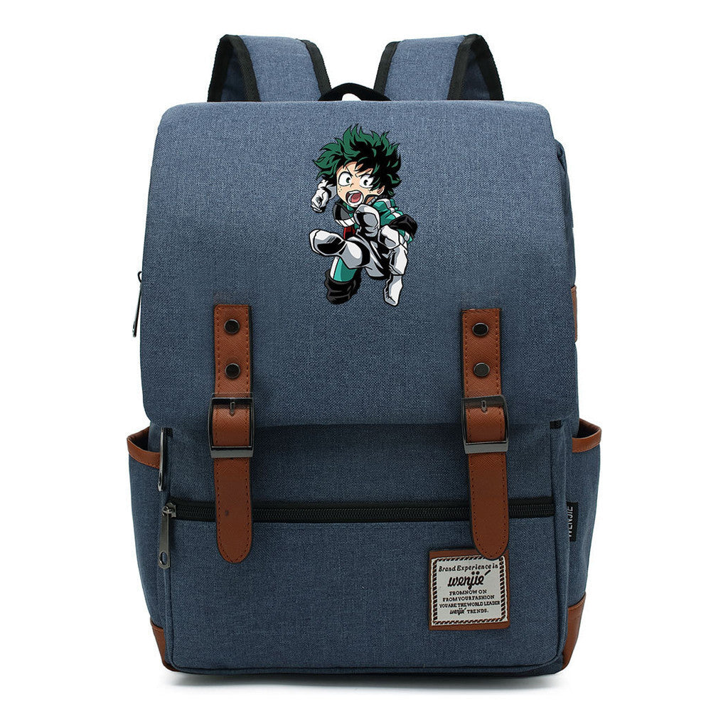 Anime My Heroes Academy Printed Youth Student Backpack Men's And Women's Leisure Belt Buckle Classic Backpack
