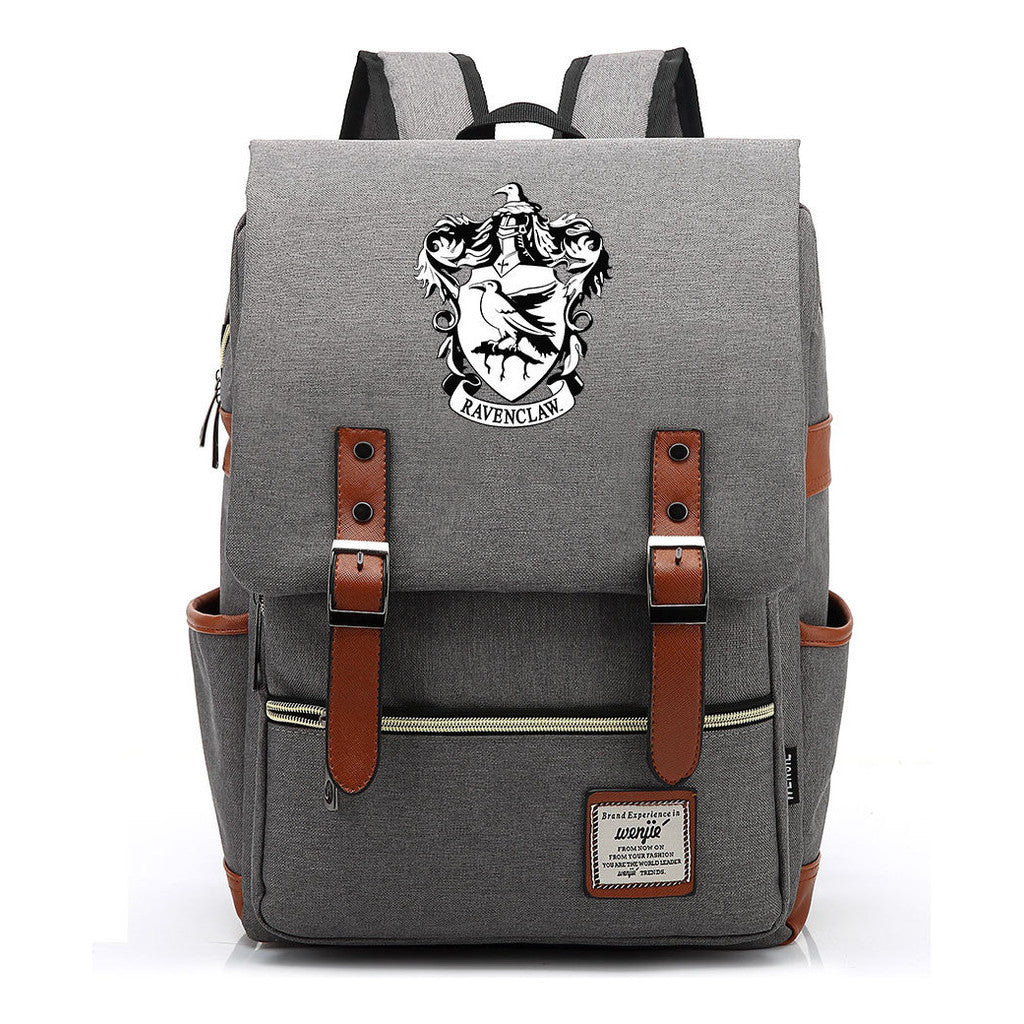 School Of Witchcraft And Wizardry Printed Youth School Bag Casual Belt Buckle Classic Backpack 38*27*12.5cm