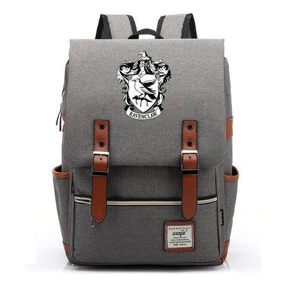 School Of Witchcraft And Wizardry Printed Youth School Bag Casual Belt Buckle Classic Backpack 38*27*12.5cm