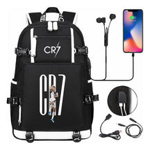 Football Dribbling Star Cristiano Ronaldo Printed Usb Large Capacity Youth Student Backpack For Men And Women's Leisure Travel Backpack