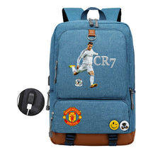 Football Star Cristiano Ronaldo Printed Usb Youth Student Backpack For Boys And Girls Leisure Travel Backpack