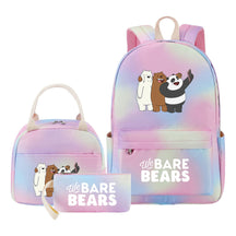 Cartoon Cute Three Bears Youth Student Girls School Bag Lunch Bag Three Piece Set Backpack Set