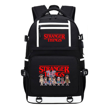 Strange Story Printed Usb Youth Student Backpack For Men And Women's Leisure Travel Backpack