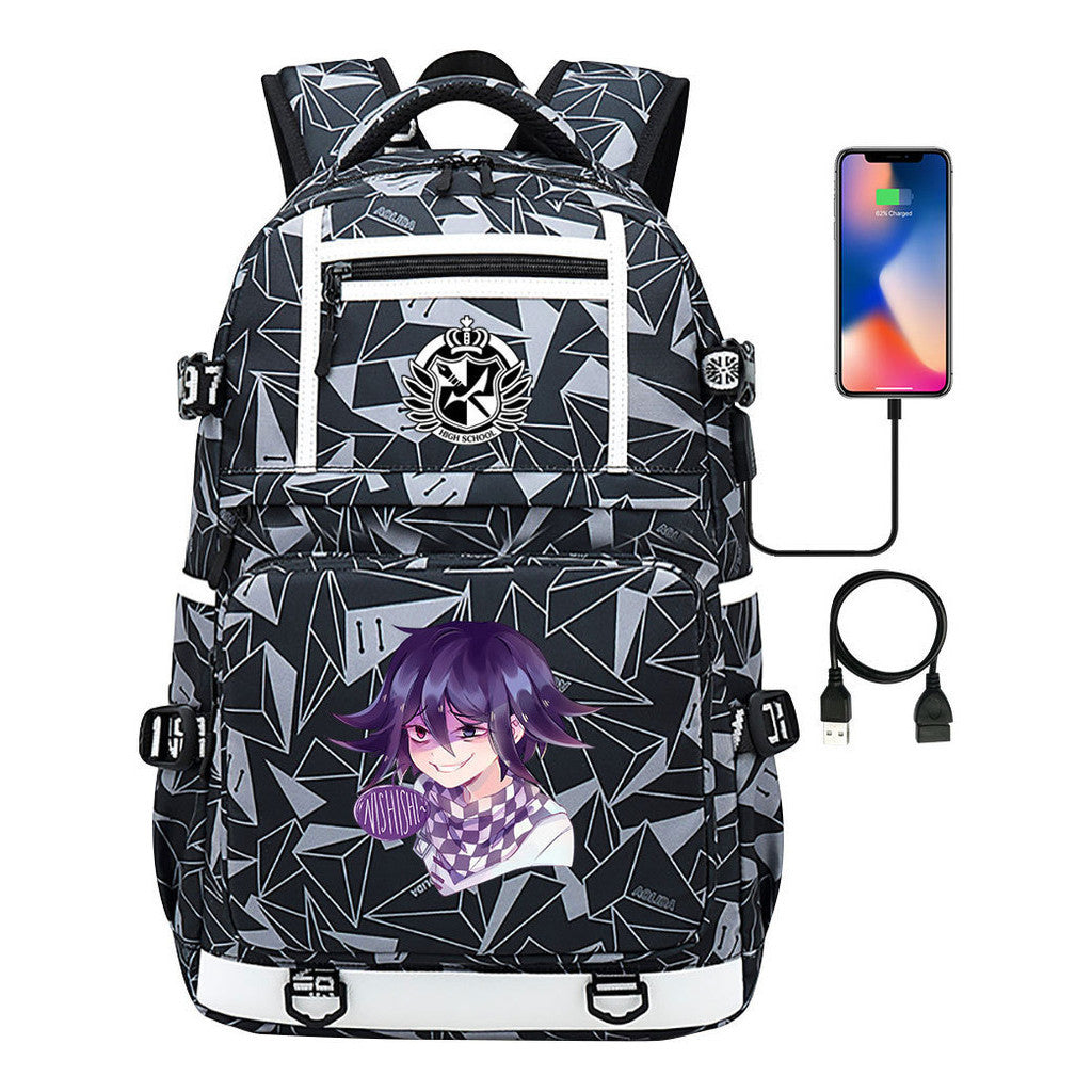 Cartoon Cartoon Printed Usb Youth Student Backpack Men's And Women's Backpack Leisure Travel Backpack