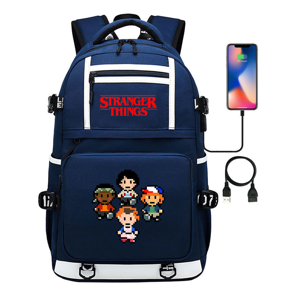 Printed Usb Youth Student Backpack For Men And Women's Leisure Travel Backpack