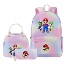 Super Mario Youth Student Girls School Bag Lunch Bag Three Piece Backpack Set