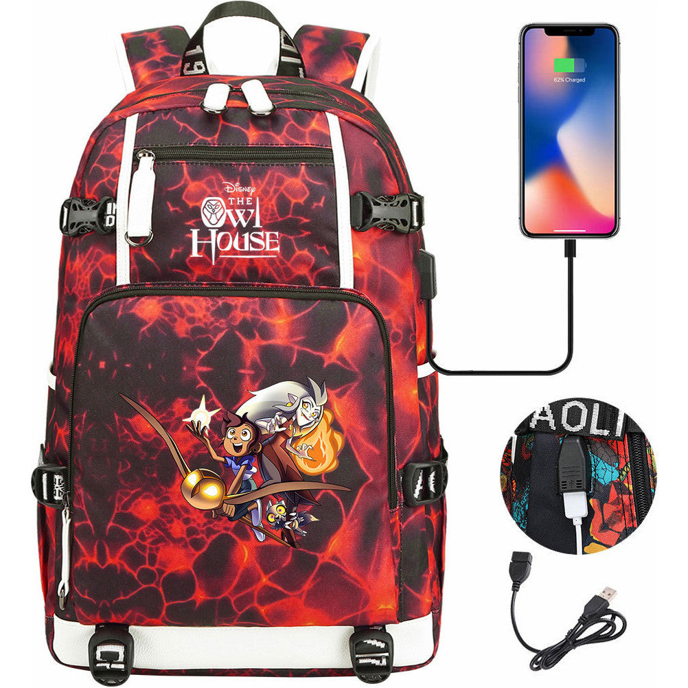 Anime Owl Magic Print Youth Student School Bag Backpack Leisure Travel Backpack