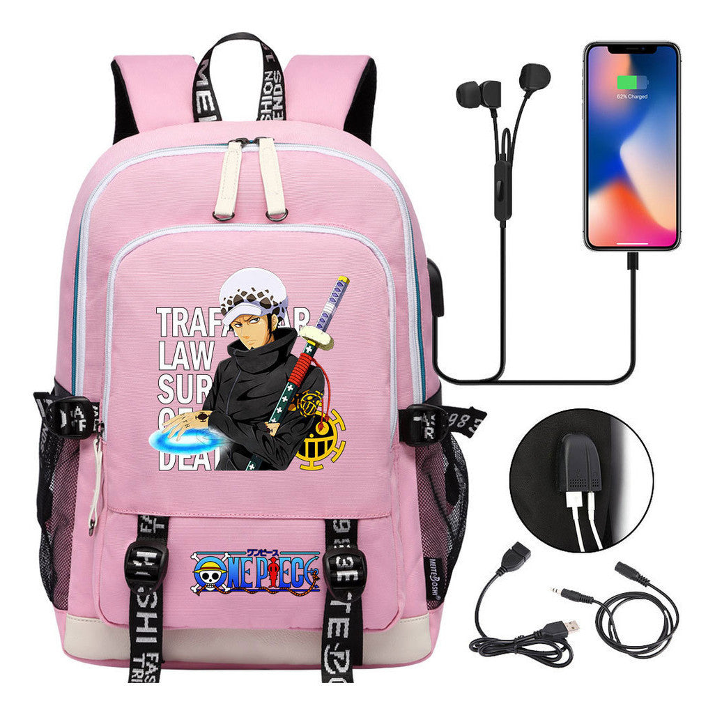 Pirate King Print Youth Student Backpack Usb Casual Backpack