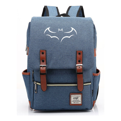 Superhero Batman Print Youth Student Backpack Casual Belt Buckle Classic Backpack