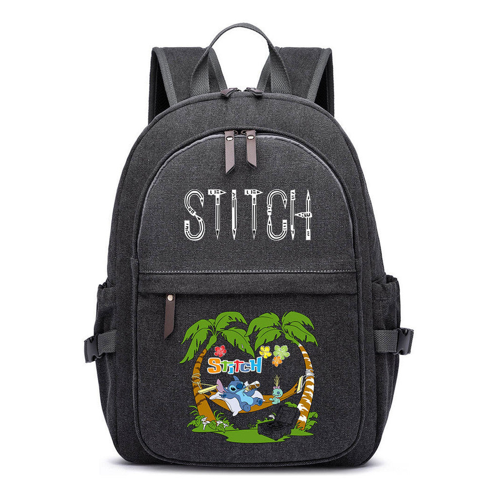 Anime Star Baby Stitch Printed Youth Student Backpack For Men And Women With Casual Woven Straps Backpack