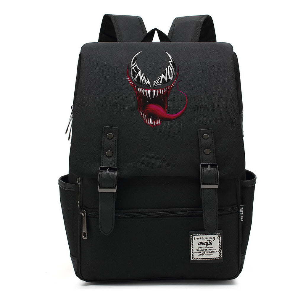 Printed Youth Student School Bag Casual Belt Buckle Classic Backpack