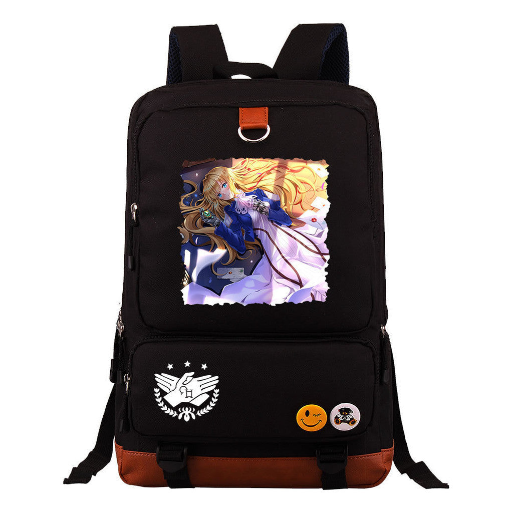 Violet Eternal Garden Printed Youth Student School Bag Large Capacity Travel Bag Men's And Women's Backpack