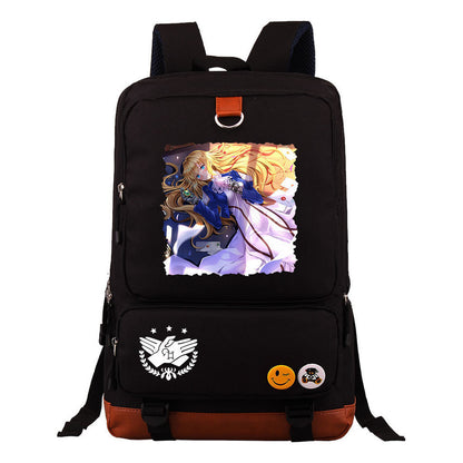 Violet Eternal Garden Printed Youth Student School Bag Large Capacity Travel Bag Men's And Women's Backpack