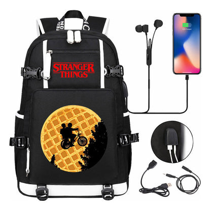 Strange Story Printed Usb Youth Student Backpack For Men And Women's Leisure Travel Backpack