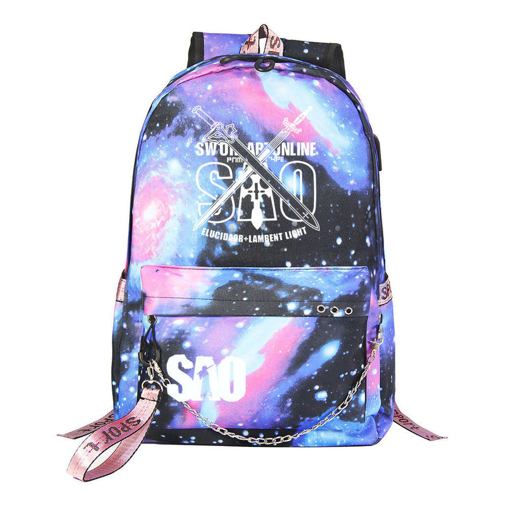 Sword God Domain Printed Usb Youth Student Backpack For Men And Women's Leisure Travel Backpack