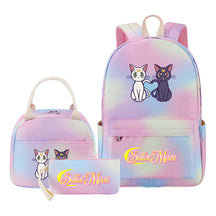 Anime Beauty Girl Warrior Youth Student Girl Schoolbag Lunch Bag Three Piece Set Backpack Set