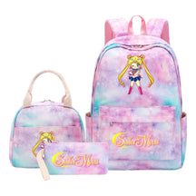 Anime Beauty Girl Warrior Youth Student Girl Schoolbag Lunch Bag Three Piece Set Backpack Set