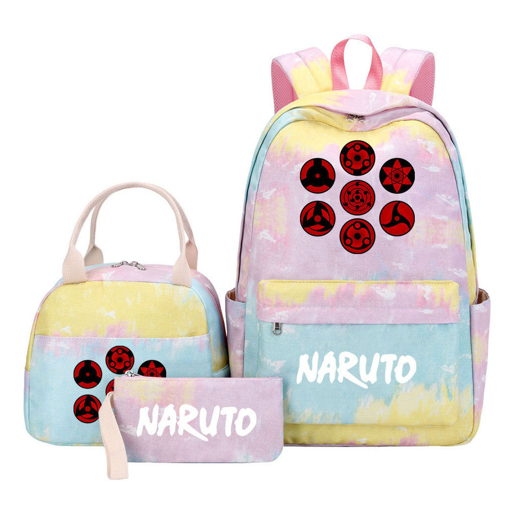 Naruto Student Girl Backpack Lunch Bag Three Piece Set Backpack