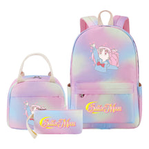 Beautiful Girl Warrior Student Schoolbag Lunch Bag Three Piece Set Backpack Cover