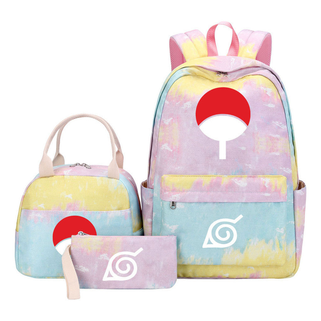Naruto Teenage Student Girls School Bag Lunch Bag Three Piece Set Backpack Set