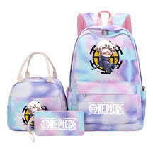 Cartoon Pirate King Youth Student Girls School Bag Lunch Bag Three Piece Set Backpack Set