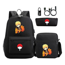 Naruto Usb Password Lock Student Backpack Three Piece Set Backpack Set