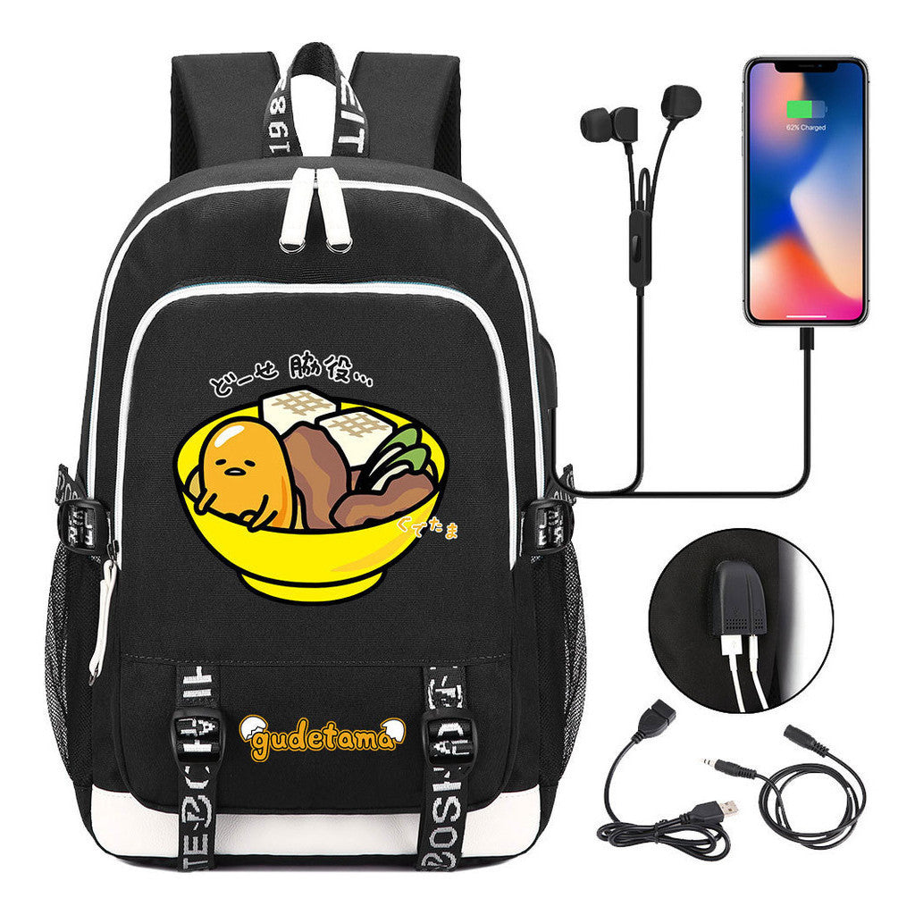Comic Egg Yolk Lazy Egg Teenage Student Backpack Usb Boys And Girls Casual Backpack