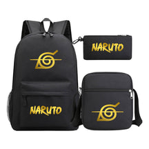 Golden Anime Naruto Starry Sky Youth Student Backpack Set, 3-piece, Men's And Women's Backpack Set