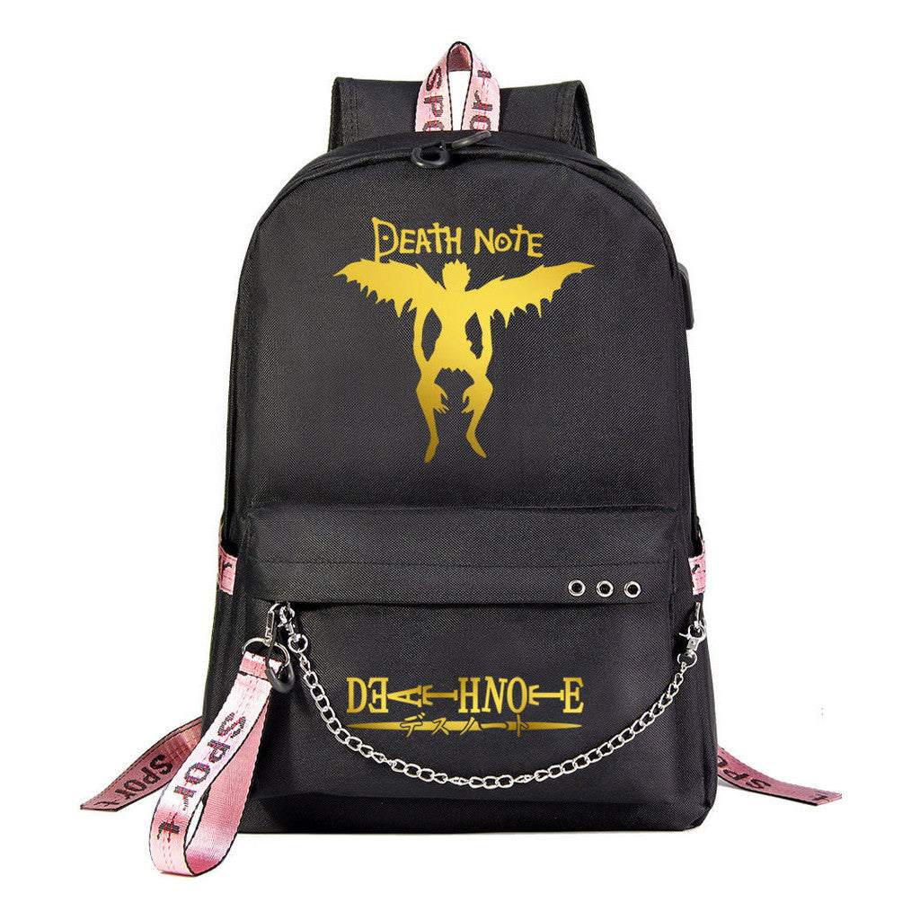 Golden Death Note Death God Usb Youth Student School Bag Leisure Travel Backpack