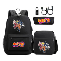 Naruto Usb Password Lock Youth Student Backpack Three Piece Set For Men And Women Backpacks