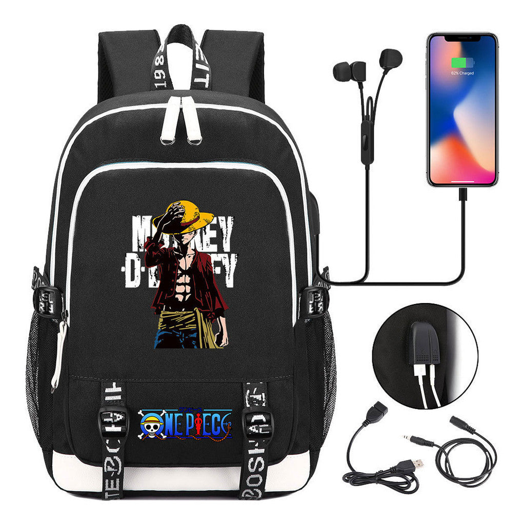 Pirate King Lufei Youth Student School Bag Usb Men's And Women's Leisure Backpack