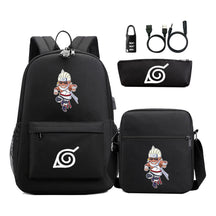 Naruto Usb Password Lock Backpack Three Piece Set For Men And Women Backpack Set