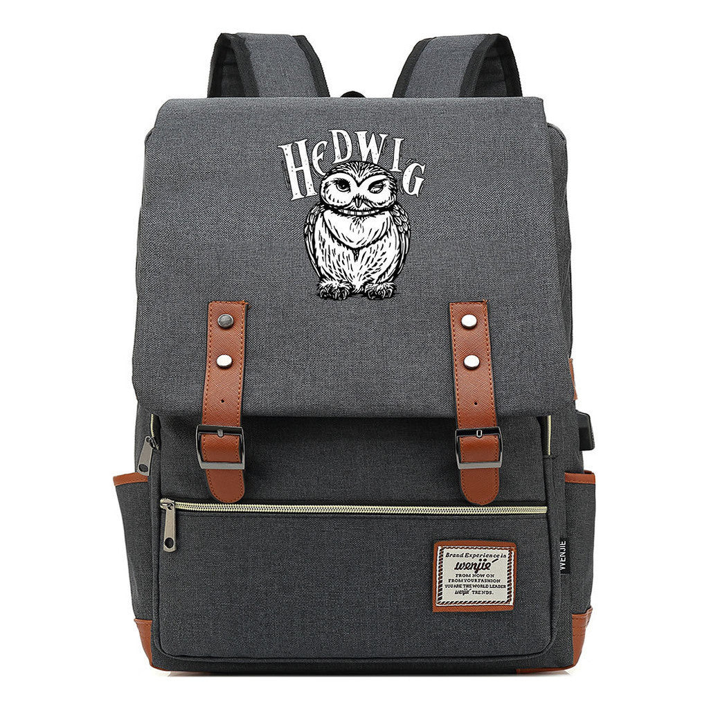 School Of Witchcraft And Wizardry Youth Student Backpack Usb Men's And Women's Leisure Belt Buckle Backpack