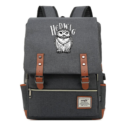 School Of Witchcraft And Wizardry Youth Student Backpack Usb Men's And Women's Leisure Belt Buckle Backpack
