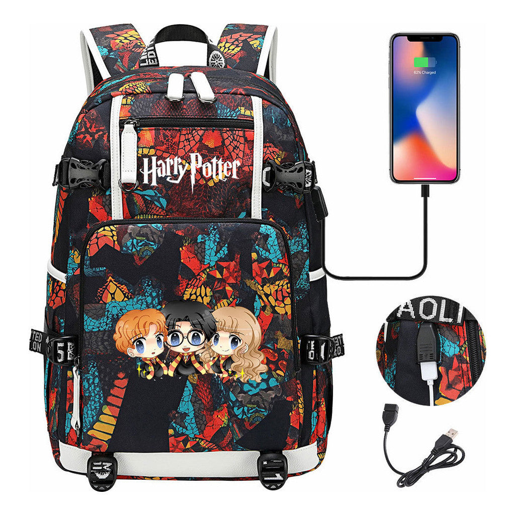School Of Witchcraft And Wizardry Usb Earphones, Youth Student Backpacks, Leisure Travel Backpacks