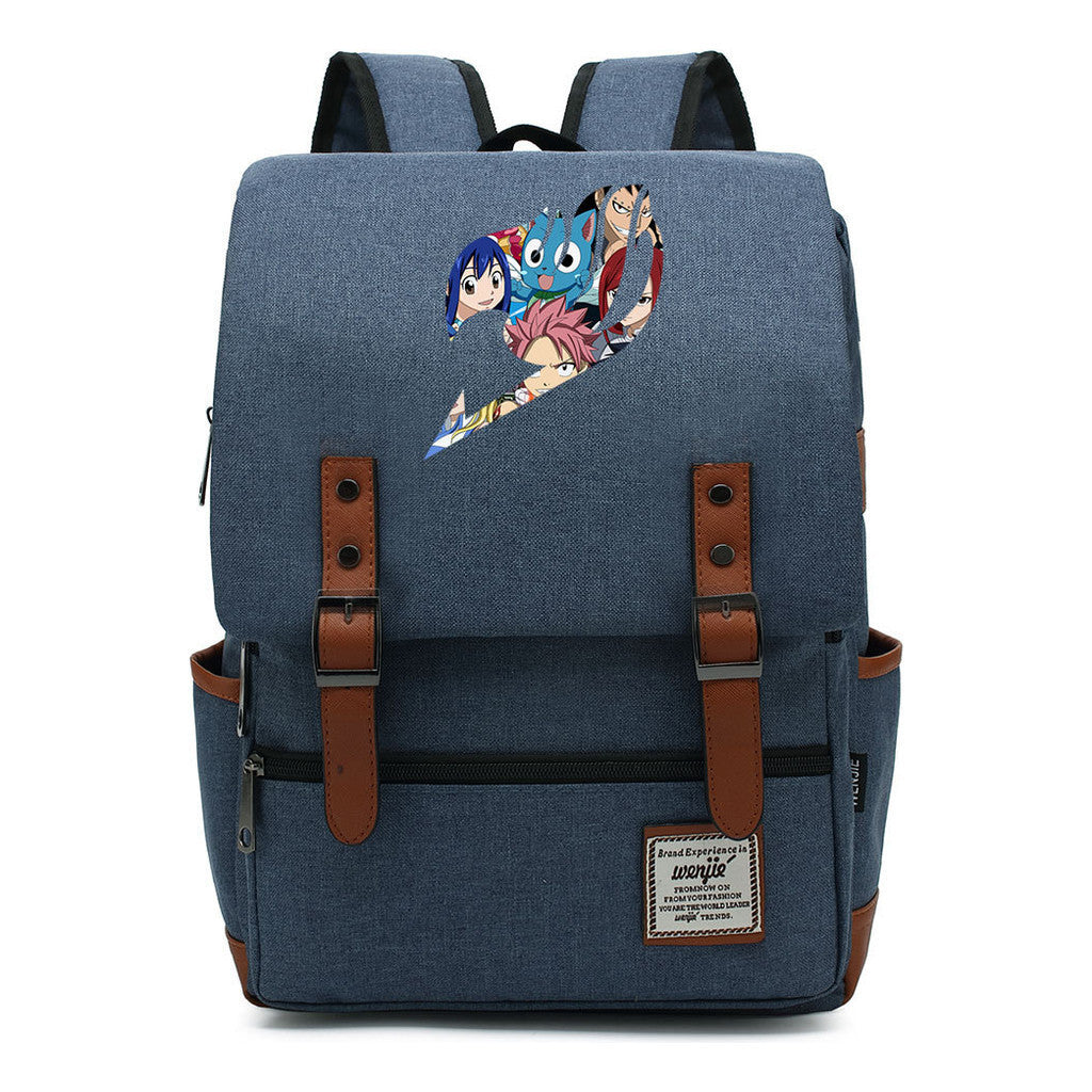 Printed Youth Student School Bag Casual Belt Buckle Classic Backpack