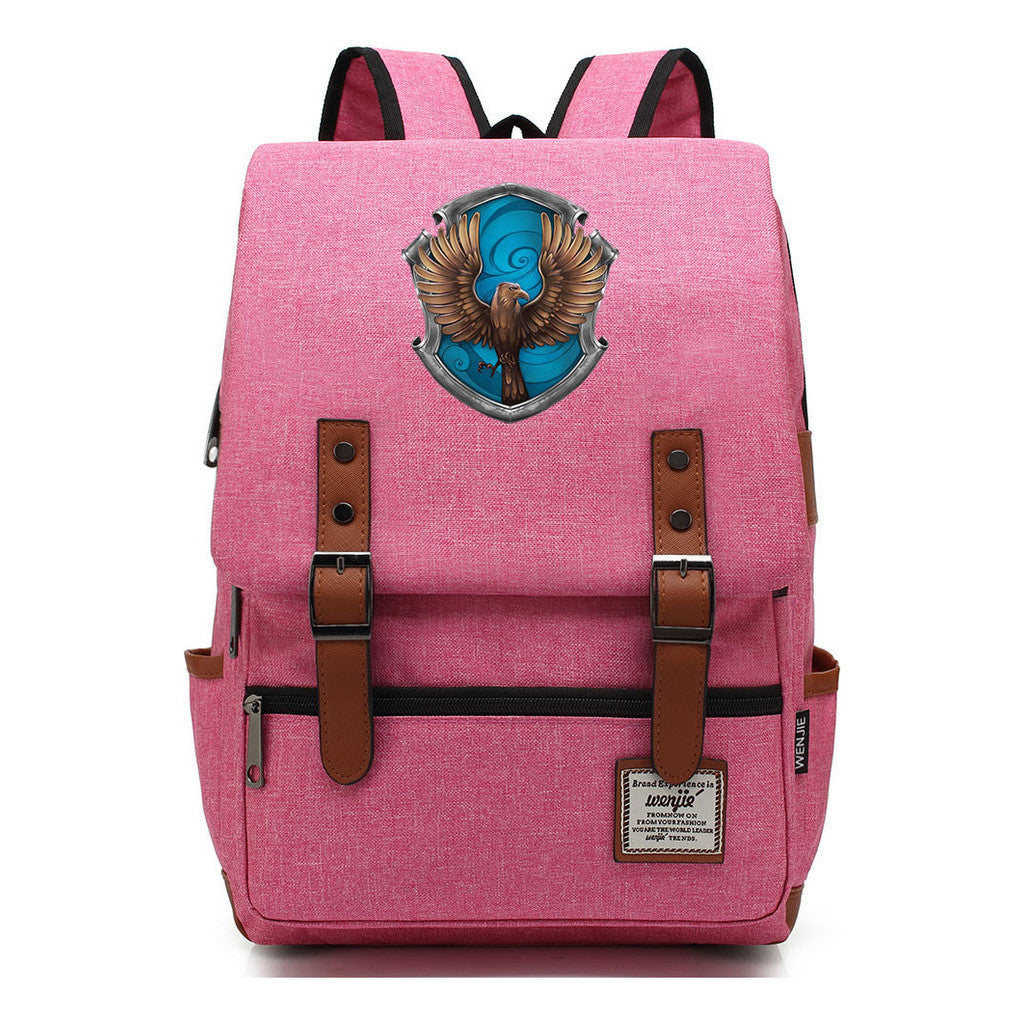 School Of Witchcraft And Wizardry Printed Youth Student Backpack For Men And Women, Casual Belt Buckle, Classic Backpack