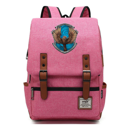 School Of Witchcraft And Wizardry Printed Youth Student Backpack For Men And Women, Casual Belt Buckle, Classic Backpack